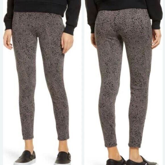 SPANX Jean-ish Ankle Leggings Jeans Size S Dots Animal Print Brown Black 20018R - Picture 1 of 12